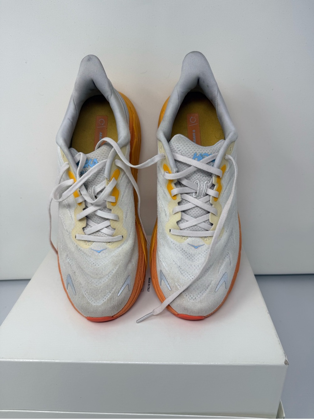 Hoka Women's White and Yellow-Orange Running Sneakers